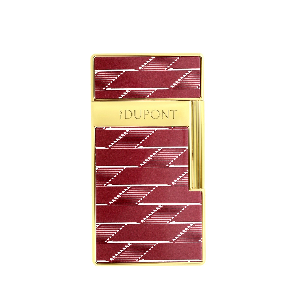 s.t.Dupont 都彭Monogram 1872 Biggy 漆面打火機-酒紅x金 025078B, , large