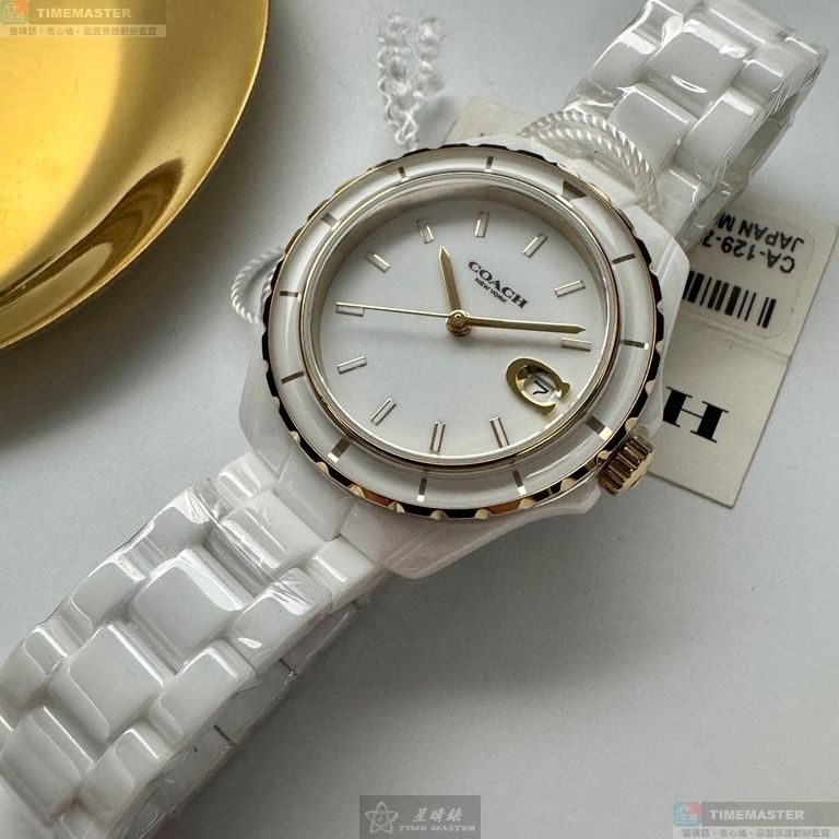 [星晴錶業]COACH手錶,34mm,CH00270白色錶面白錶殼白陶瓷錶帶款, , large