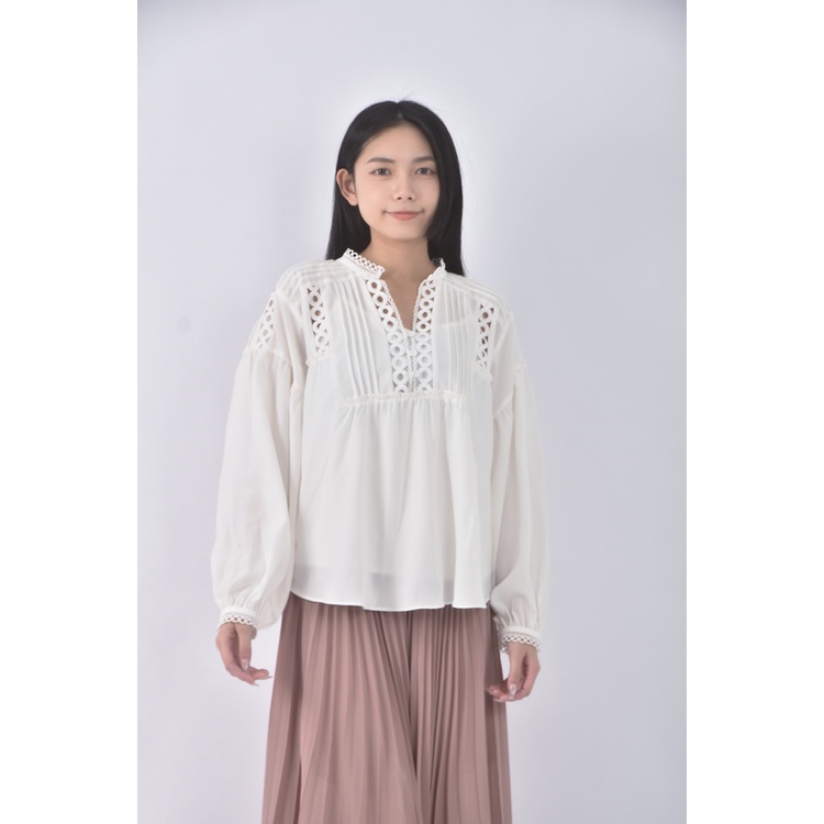 (M) moma質感兩件式白色長袖上衣二手衣, , large