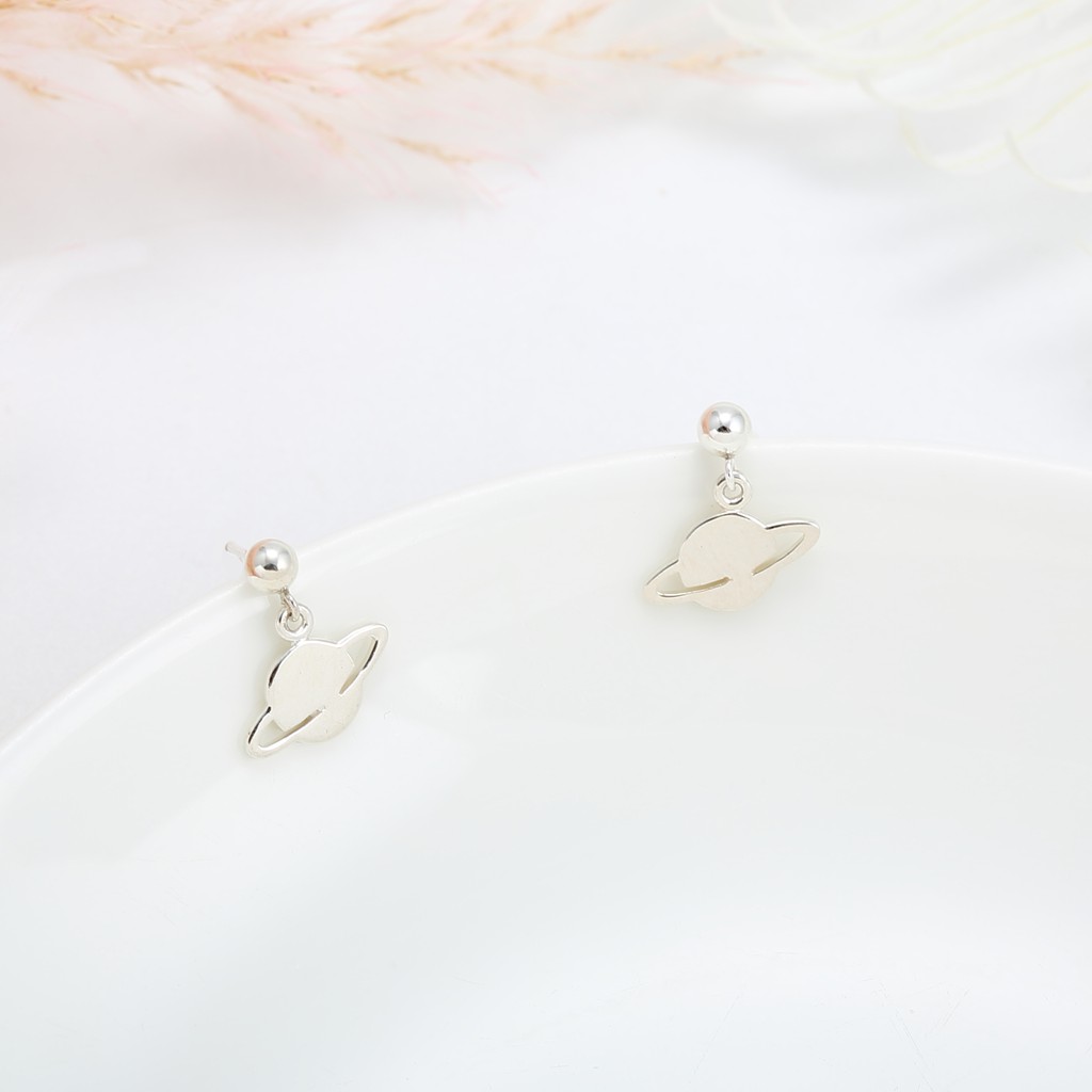 【Angel & Me】宇宙 土星 行星 Saturn 一對 s925 純銀 耳環 耳夾 情人節 禮物, , large