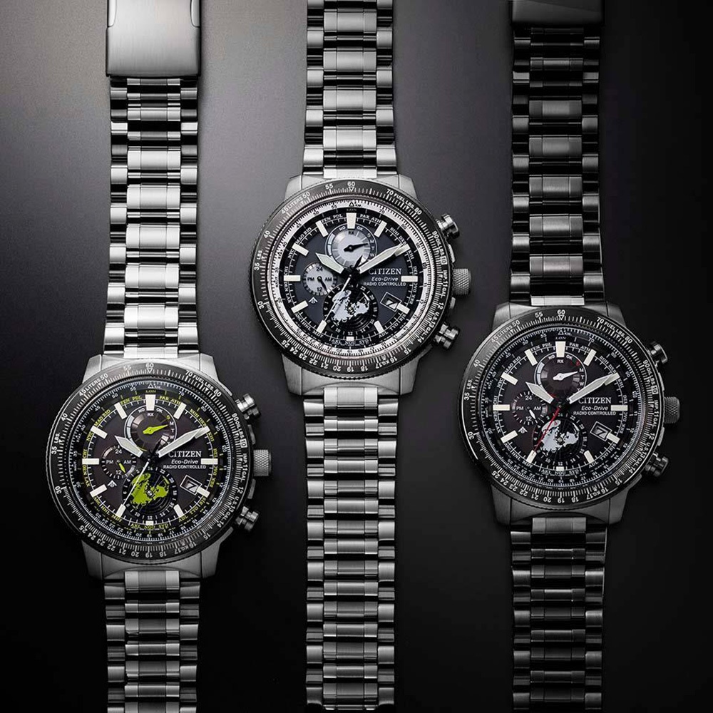 CITIZEN 星辰 PROMASTER 光動能電波飛行錶 北半球城市時間手錶 BY3006-53E, , large