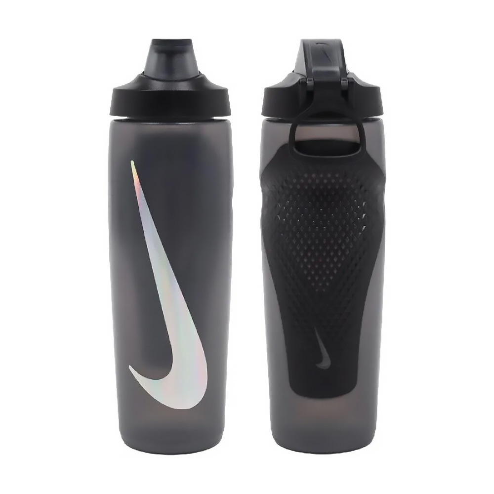 NIKE REFUEL BOTTLE 瓶蓋擠壓水壺 24OZ/709ml 運動水壺 便攜 防漏 黑銀 白黑 白紅 藍黑, , large
