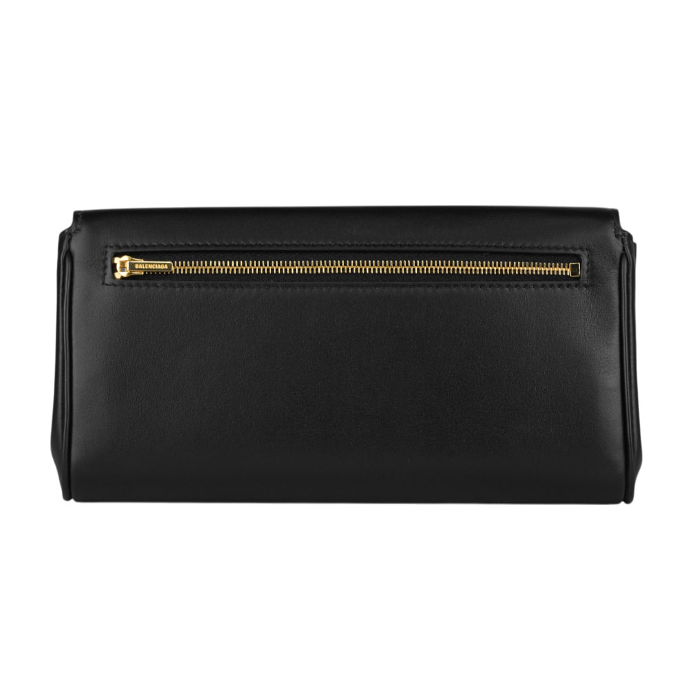 BALENCIAGA Rodeo 金釦平滑小牛皮翻蓋長夾/黑色, , large