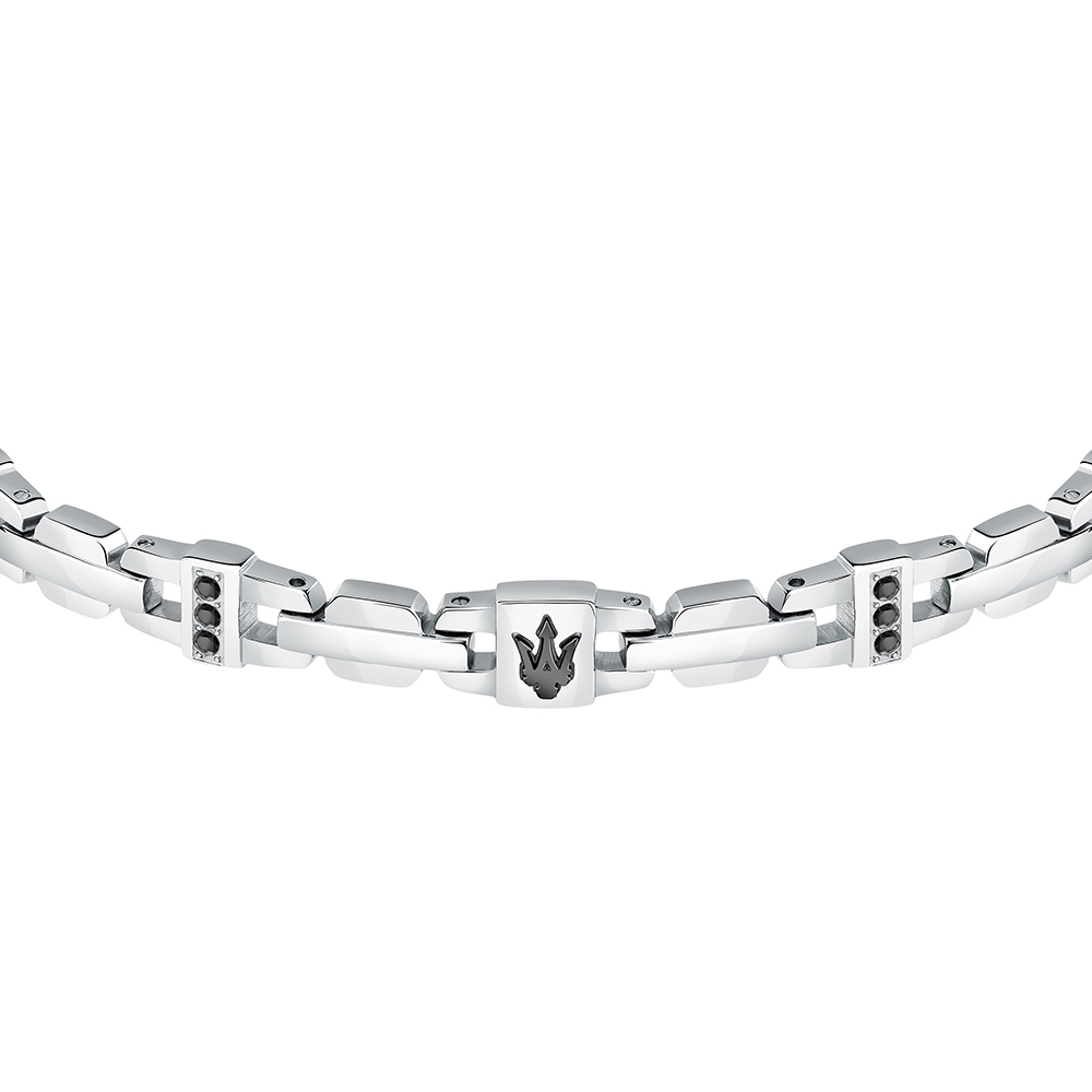 MASERATI 瑪莎拉蒂 Iconic 晶鑽三叉戟不鏽鋼手鍊 禮物 JM423AVD17, , large