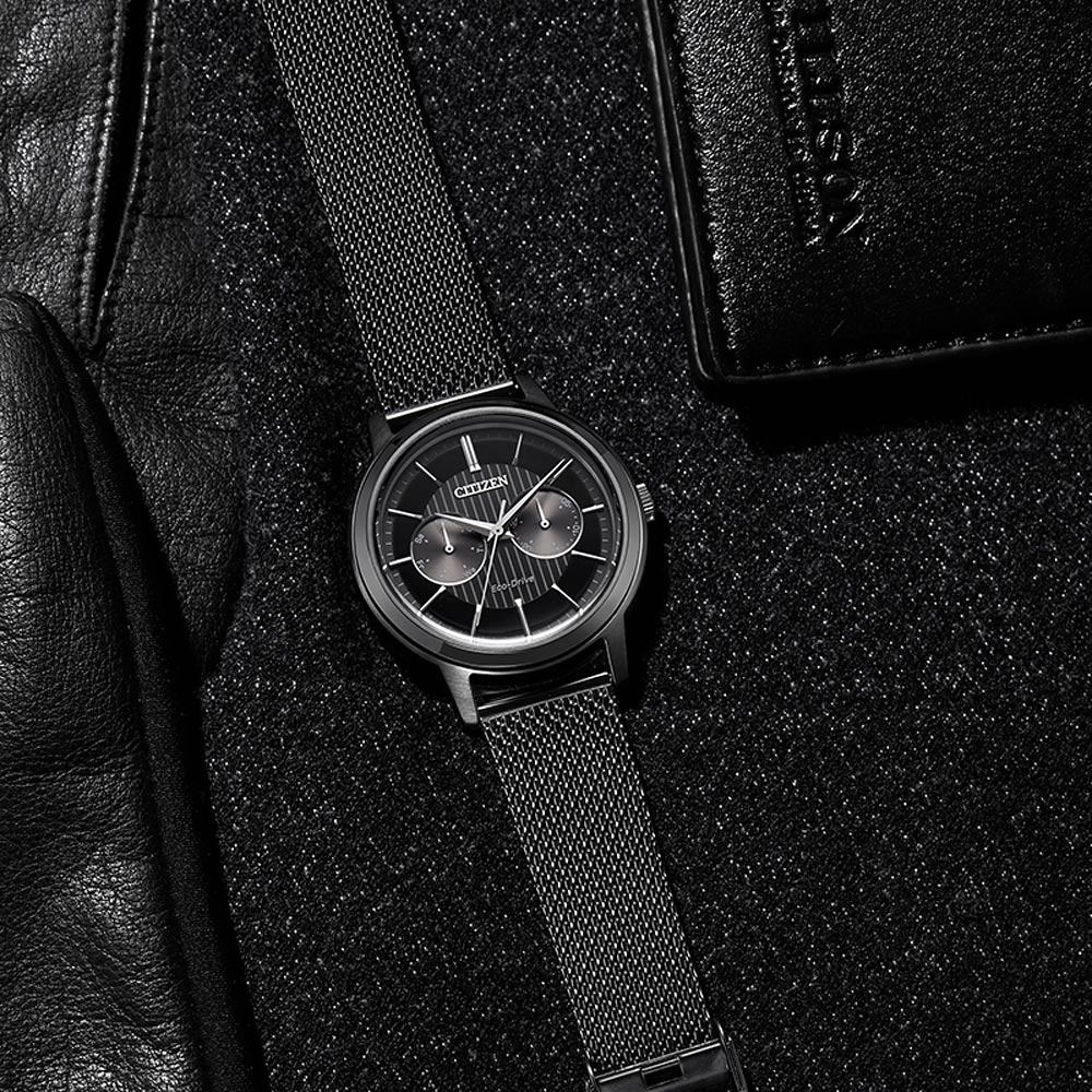 CITIZEN 星辰 光動能 雅痞雙眼Day-Date手錶-曜石黑/41mm BU4034-82E, , large