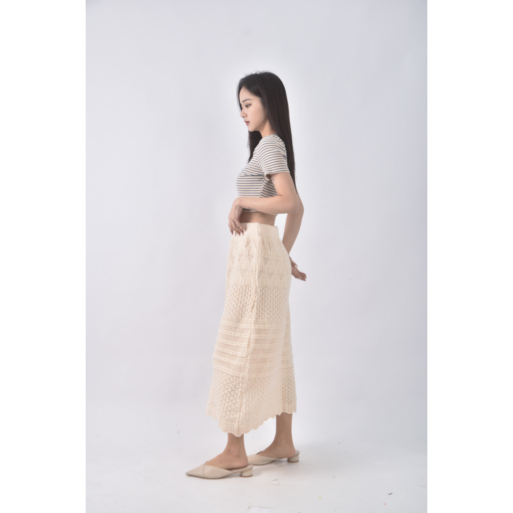 (L) 質感花紋杏色長裙二手衣, , large