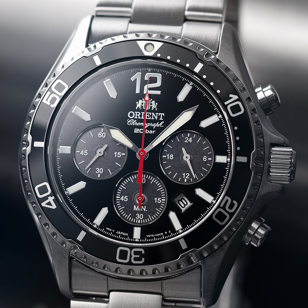 ORIENT 東方錶 Sports 熊貓錶 潛水風格太陽能三眼計時手錶-42.8mm RA-TX0202B, , large