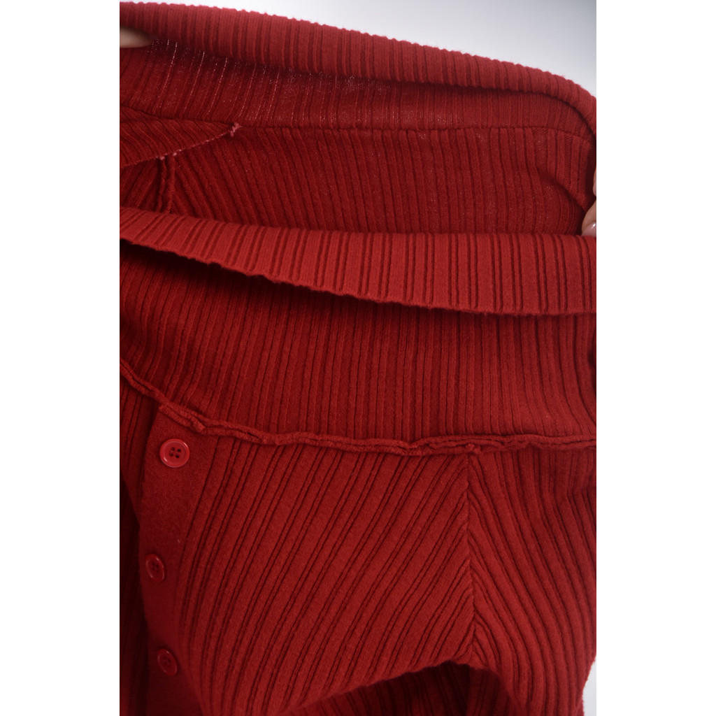 (M) b club質感坑紋紅色長袖上衣二手衣, , large