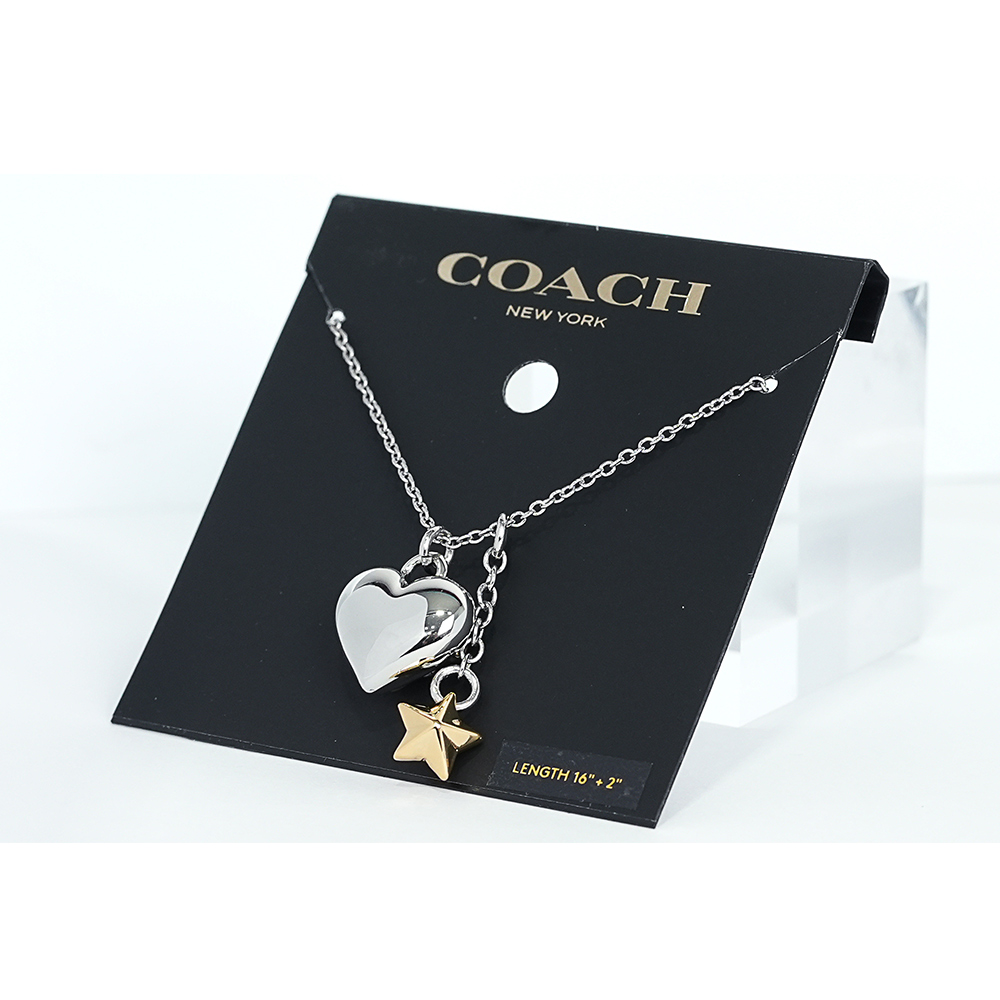 COACH C Logo 愛心及星星造型項鍊/金色/銀色, , large