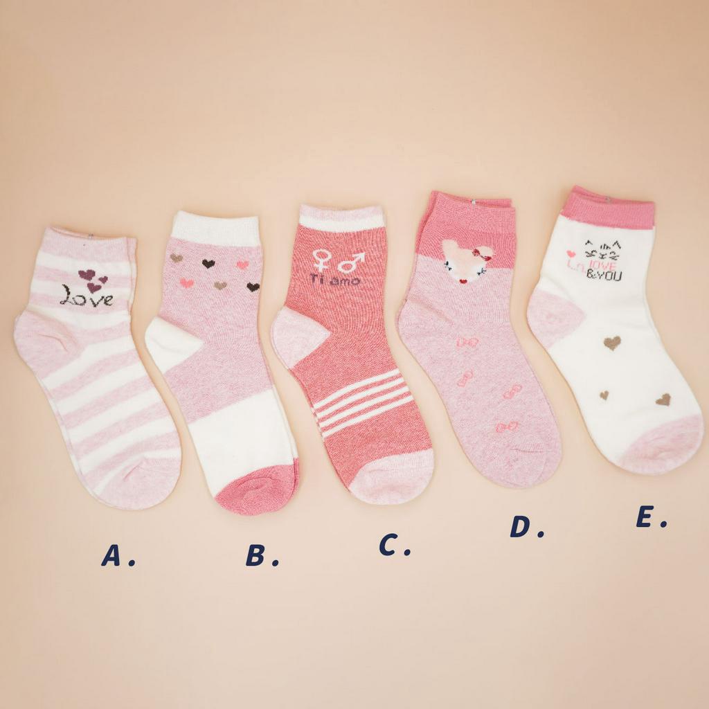 [Kaimei Cotton Industry] 10 pairs set, random and excellent, MIT made in Taiwan, pure cotton comfortable style big children's socks, pink love style, 18-22cm, , large