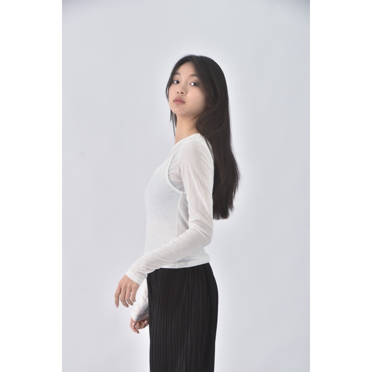 (S) queenshop韓牌質感棉質兩件式白色長袖上衣二手衣, , large