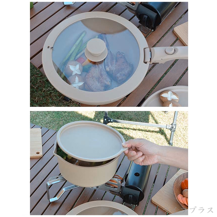 仙德曼露營鍋具組-不沾烤盤系列-沙漠黃-1組, , large