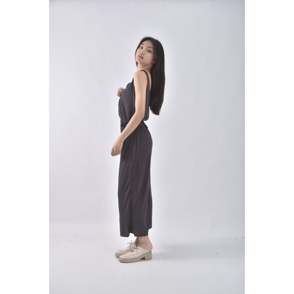 (M) 高腰無袖灰色連身裝二手衣, , large