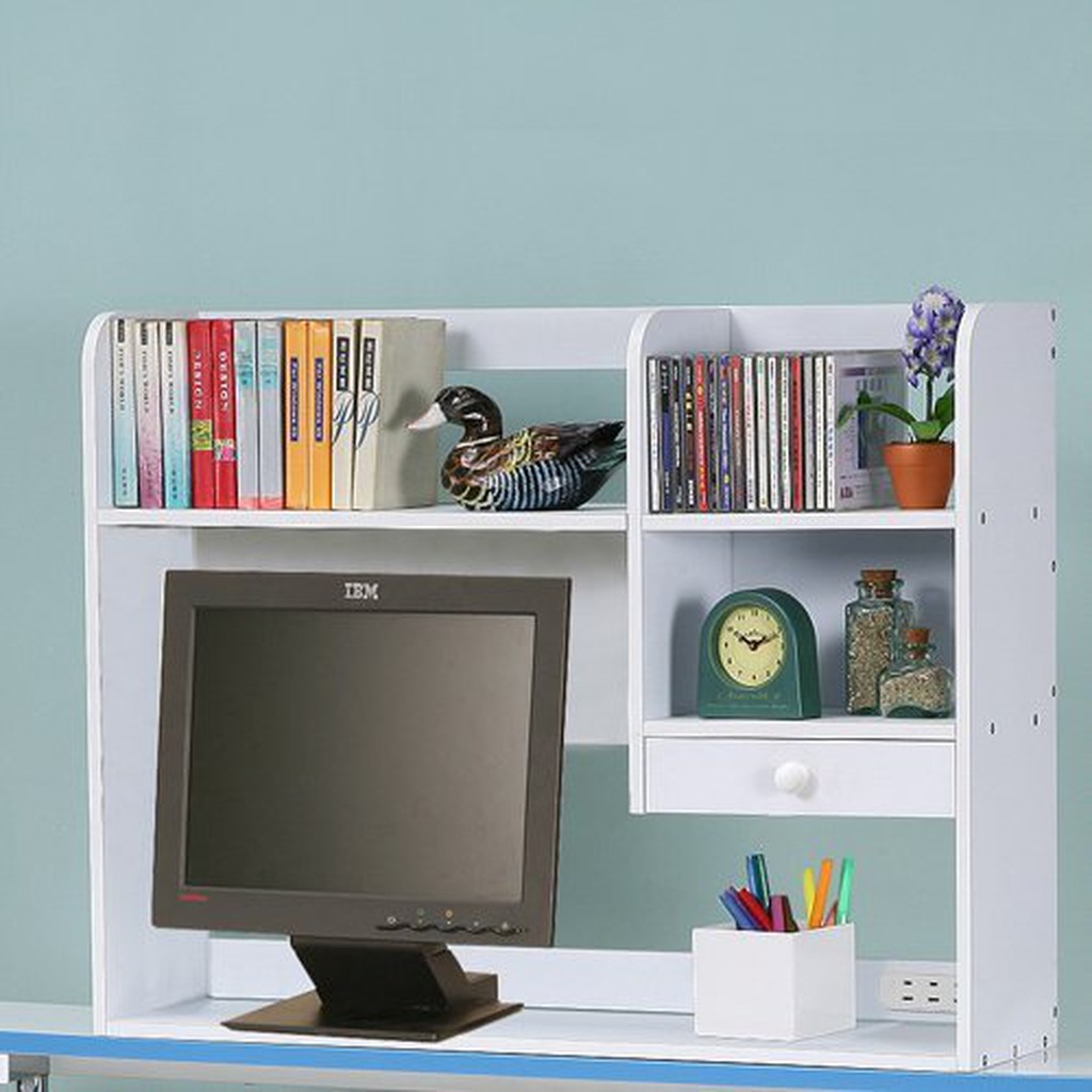 《C&B》樂活趣桌上型附插座置物書架(台灣生產), , large