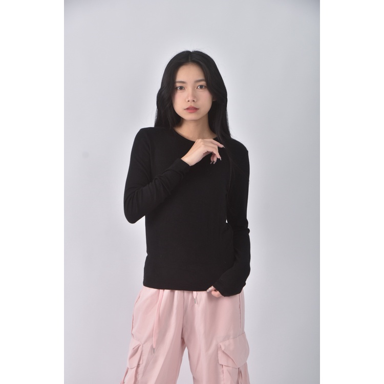 (S) stitch snap韓牌質感黑色長袖上衣二手衣, , large