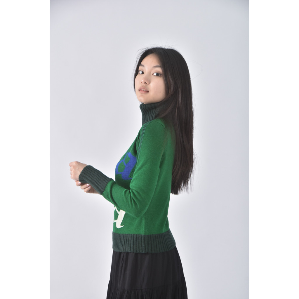 (S) mia mia高領綠色長袖上衣二手衣, , large