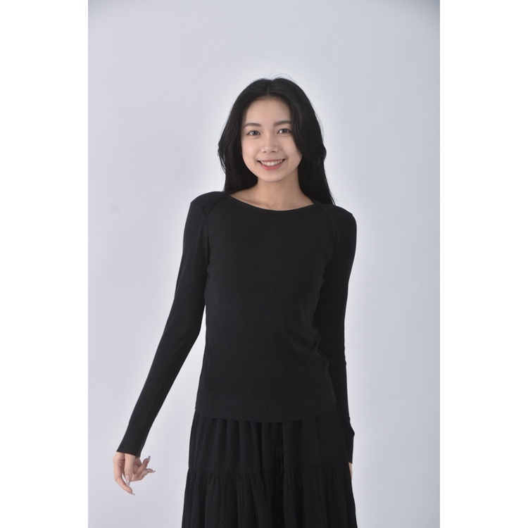 (S) giordano ladies質感棉質黑色長袖上衣二手衣, , large