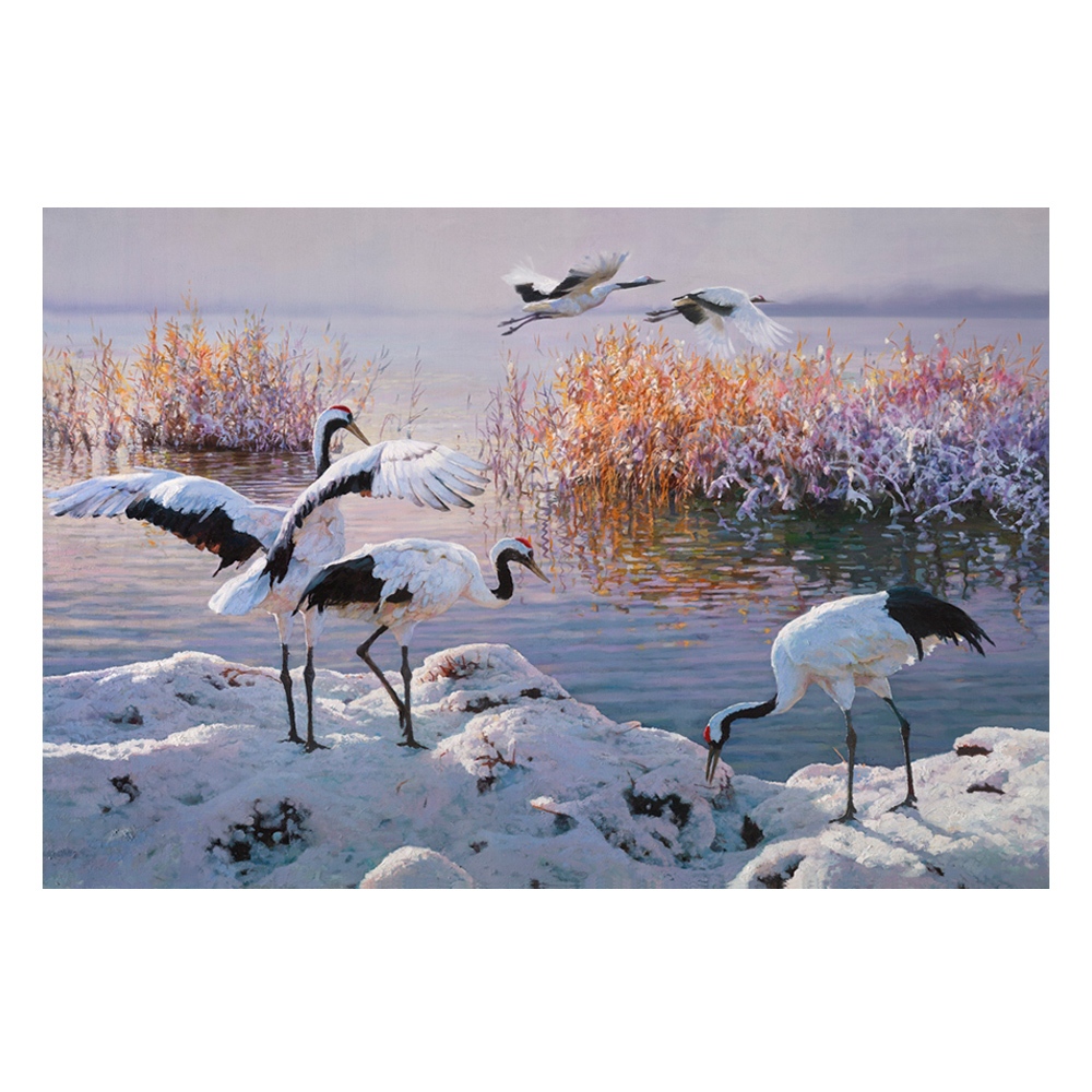 【御畫房】鶴舞 國家一級畫師手繪油畫60×90cm(VF-87), , large