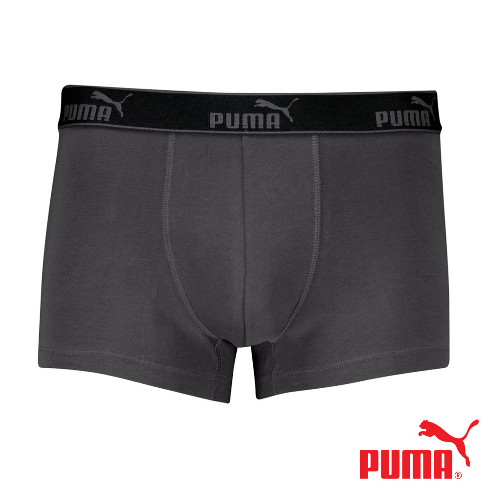 PUMA 平口內褲 1件組 彪馬 跳豹 男內褲 平角內褲 修身 防捲邊 貼合 耐穿 柔軟 棉質 透氣 抗菌 黑 深灰 灰, 深灰,M, large