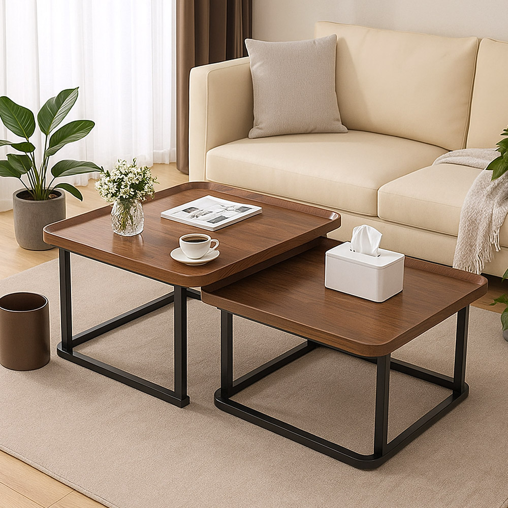 【AOTTO】簡約方形子母茶几組合-大+小(TA-302), , large