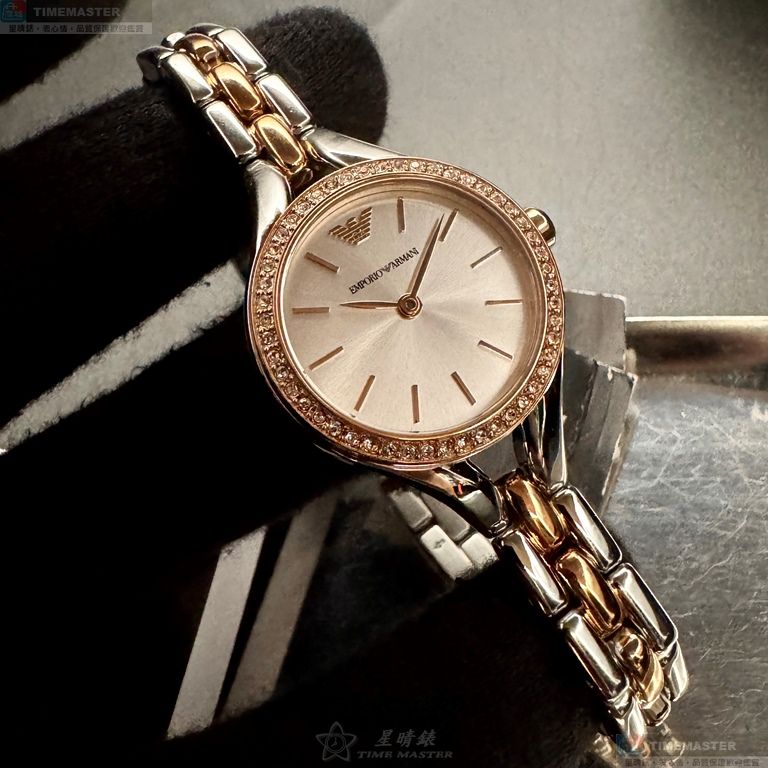 [星晴錶業]ARMANI手錶,28mm,AR00084銀白色錶面玫瑰金錶殼金銀相間精鋼錶帶款, , large