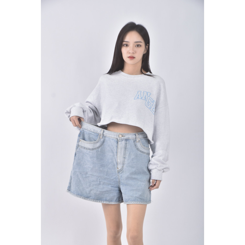 (2XL) fave韓牌高腰丹寧牛仔質感藍色短褲二手衣, , large