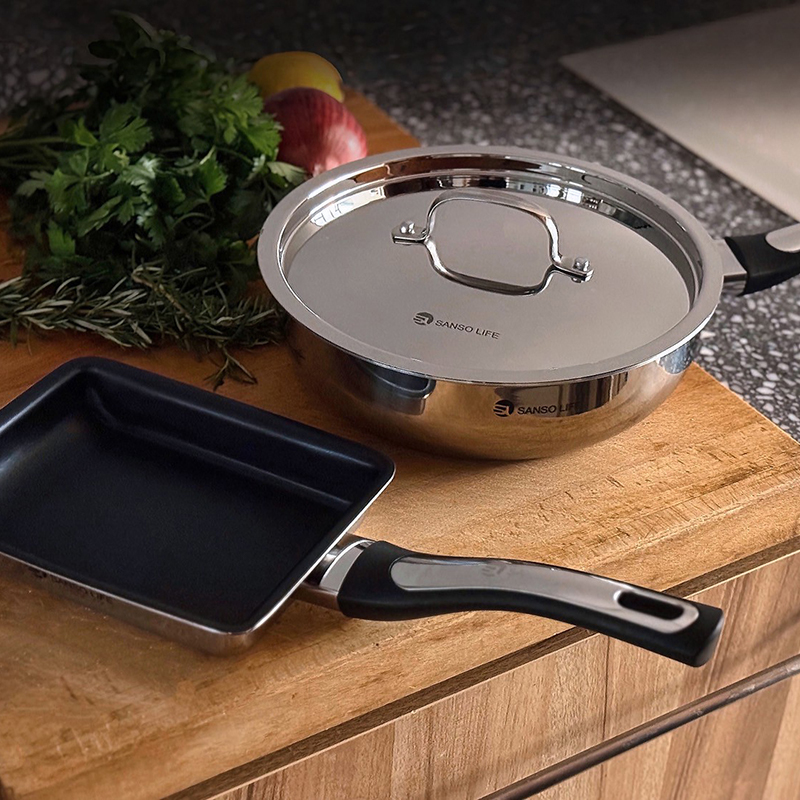 【SANSO LIFE】不鏽鋼不沾玉子燒鍋 13x18cm, , large