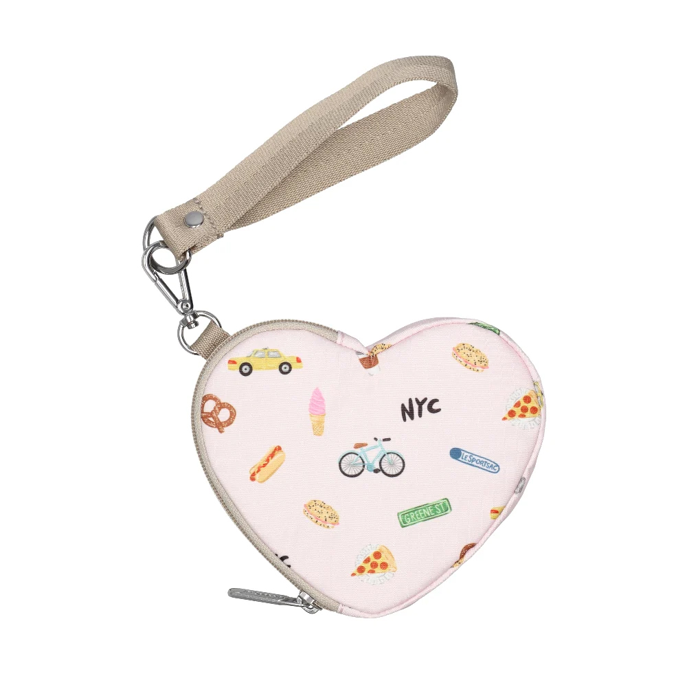 Lesportsac Heart Wristlet 愛心造型零錢包 零錢袋 鑰匙包 心型吊飾 送禮 禮物 推薦 女包(紐約城市插畫), , large