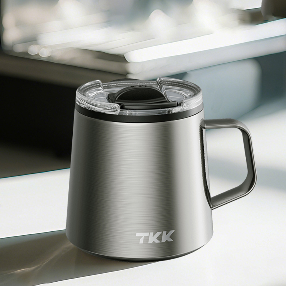 【TKK】悅氧Life 316不鏽鋼x陶瓷噴塗 時尚保溫馬克杯 咖啡杯 會議保溫杯 隨身杯 350ML-銀黑影, , large