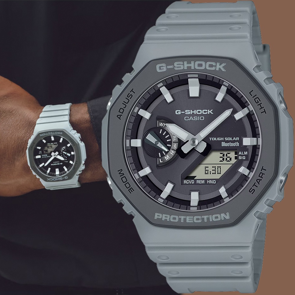 CASIO 卡西歐 G-SHOCK 運動風極簡八角 太陽能電力智慧藍牙手錶 GA-B2100LUU-8A, , large
