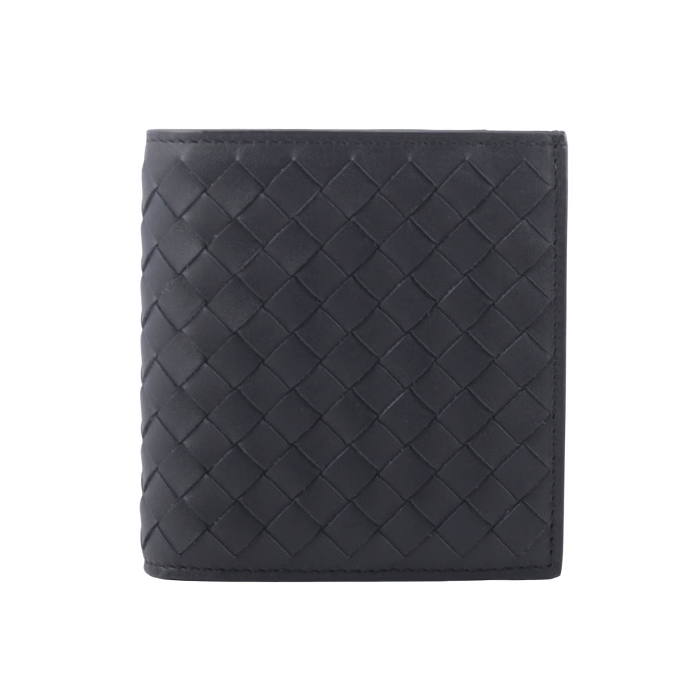 BOTTEGA VENETA 小牛皮編織對開6卡短夾/星際藍, , large