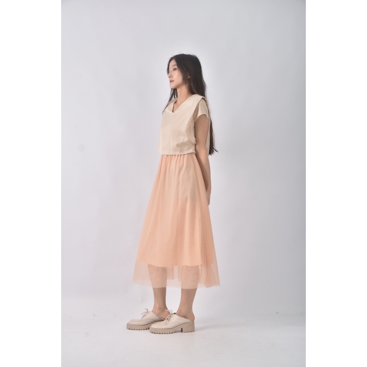 (S) seoul mate質感假兩件杏色洋裝二手衣, , large