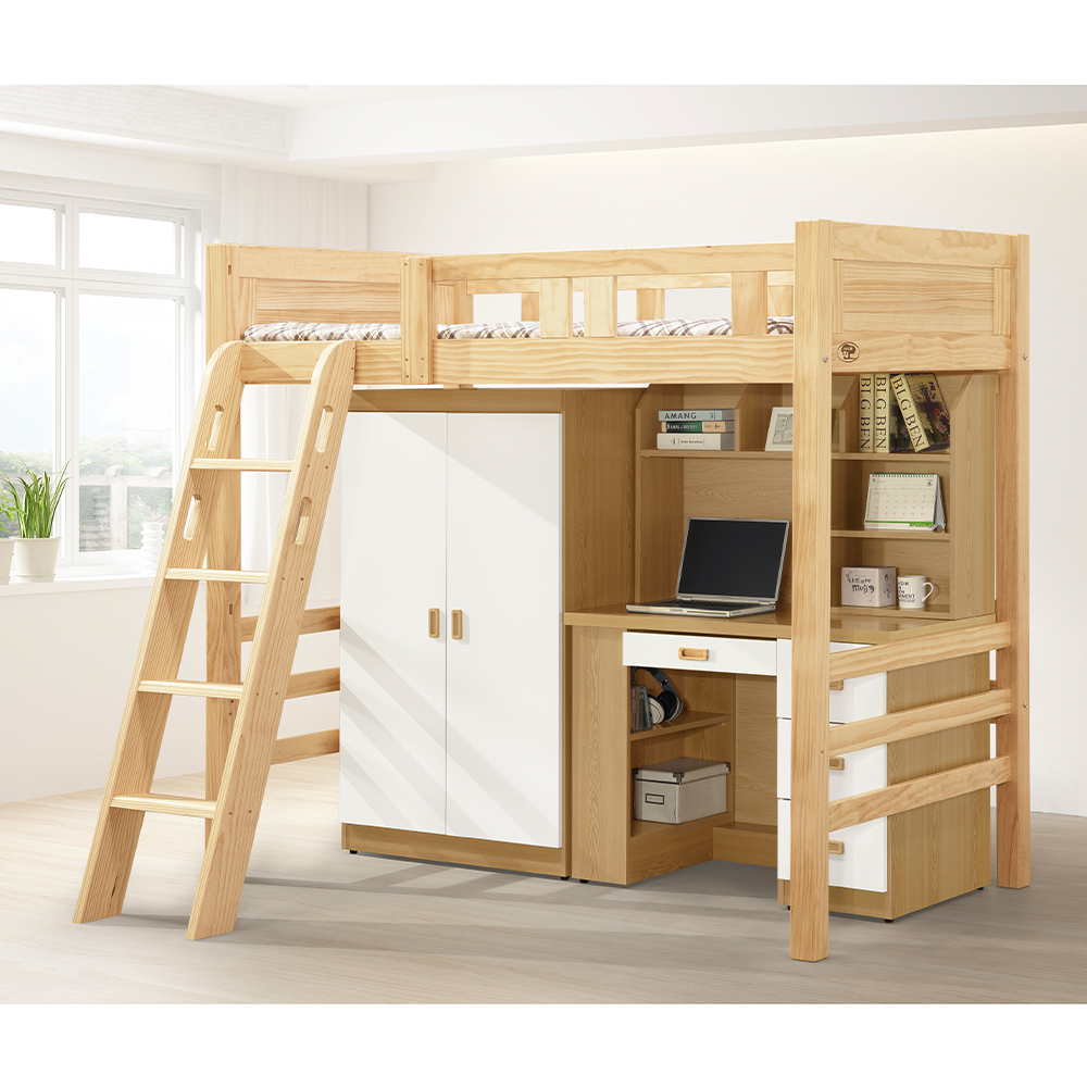 【唯熙傢俱】赫比原木色3.5尺高架床組, , large