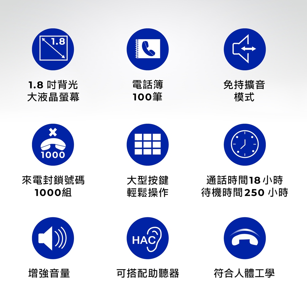 Panasonic 國際牌 DECT大螢幕大字鍵助聽功能無線電話機 KX-TGU110TW, , large