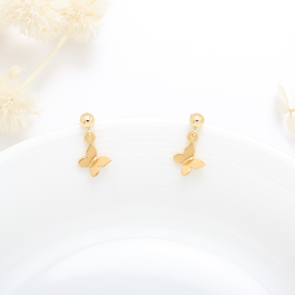 【Angel & Me】蝴蝶 s925 純銀 厚鍍24k純金 一對 耳環 耳夾 禮物, , large