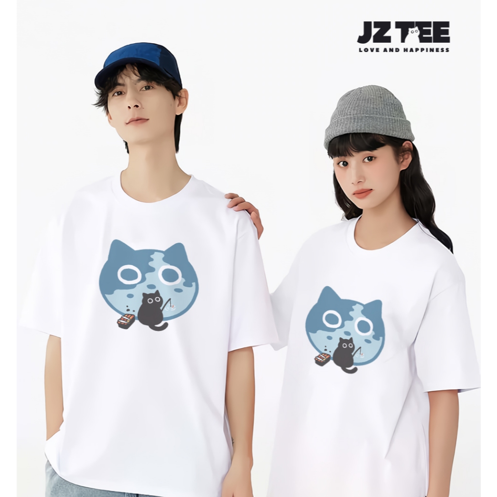 JZ TEE Black Cat-Fishing Graphic Tee, , large