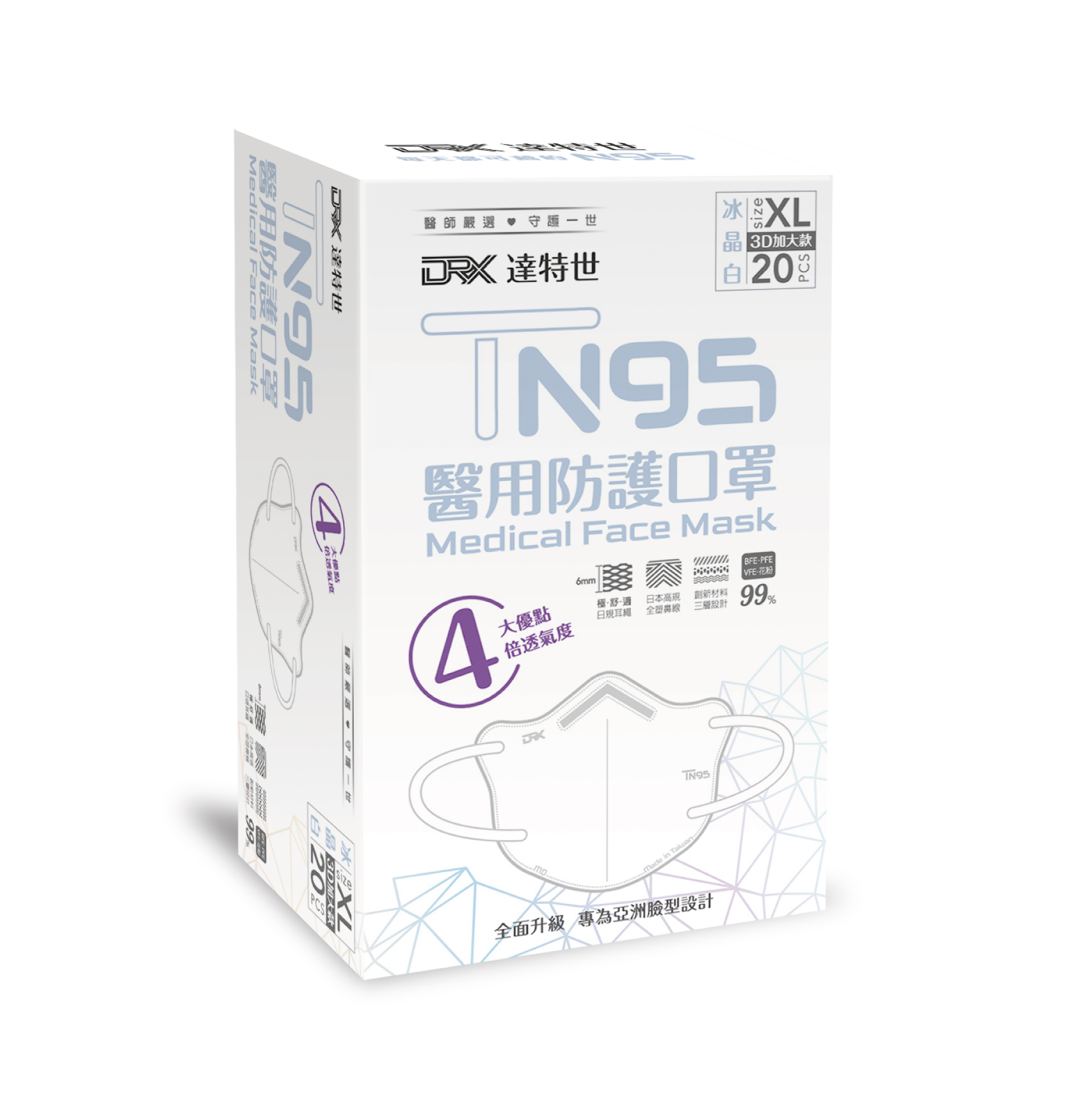 【DRX達特世】TN95醫用3D口罩-甜點四色,幼幼S/20入, , large