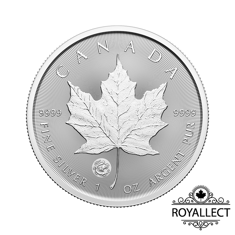 Treasured Canadian Maple Leaf 1 oz Silver 2024 Dragon Privy Mark (First Strikes), , large