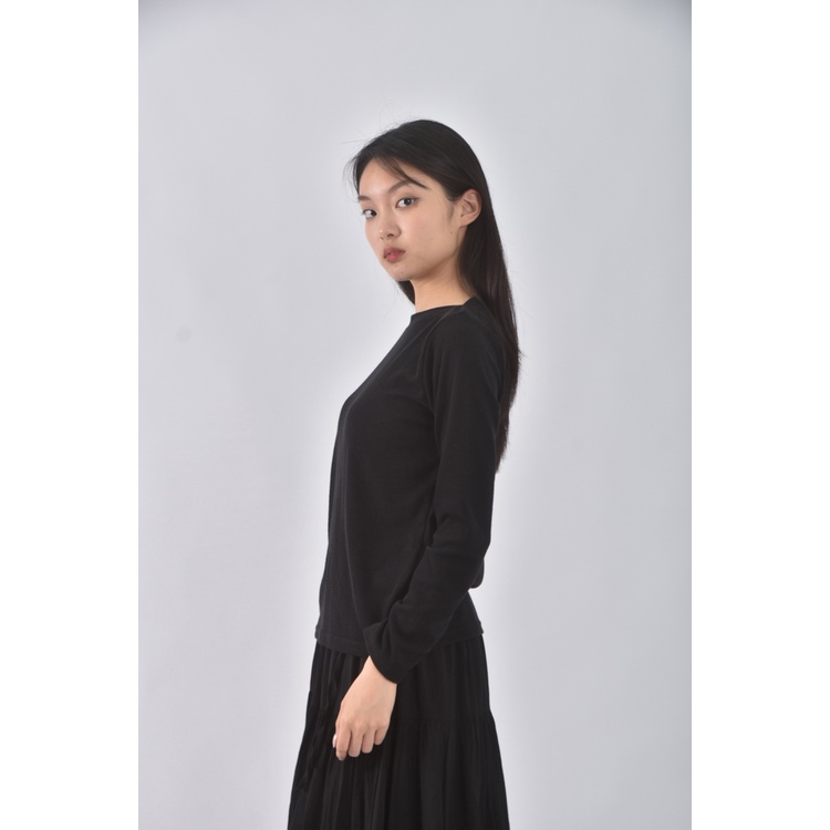 (S) jenny eyelet韓牌質感黑色長袖上衣二手衣, , large