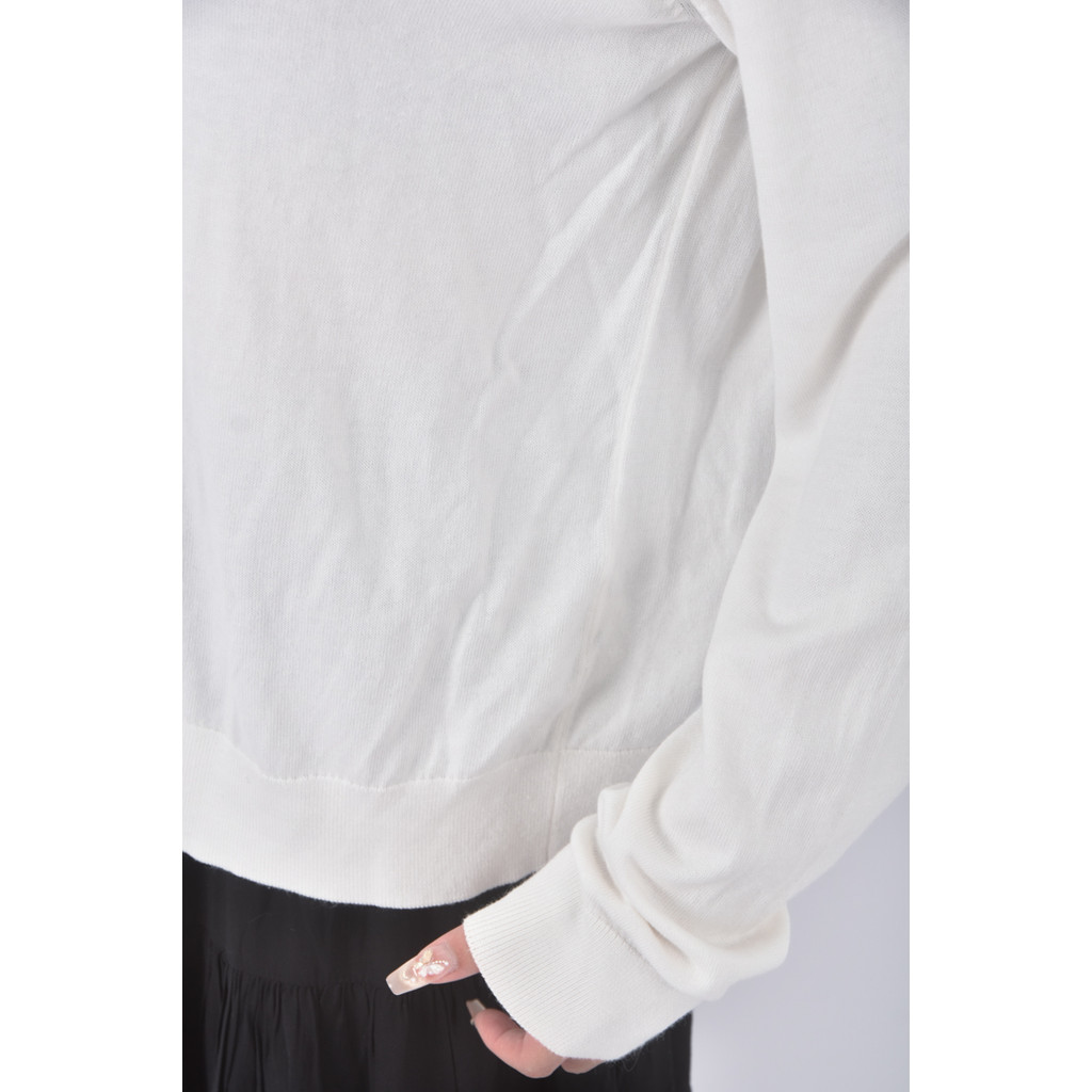(XL) uniqlo質感棉質圓領白色長袖上衣二手衣, , large