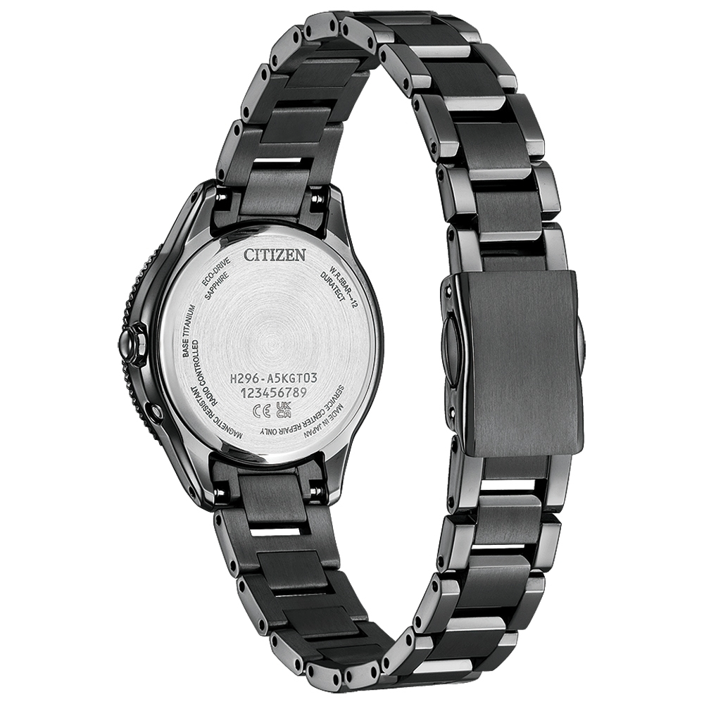 CITIZEN 星辰 XC 夜川月 限量 超級鈦 日月顯示 光動能電波女錶 EE1007-75L, , large