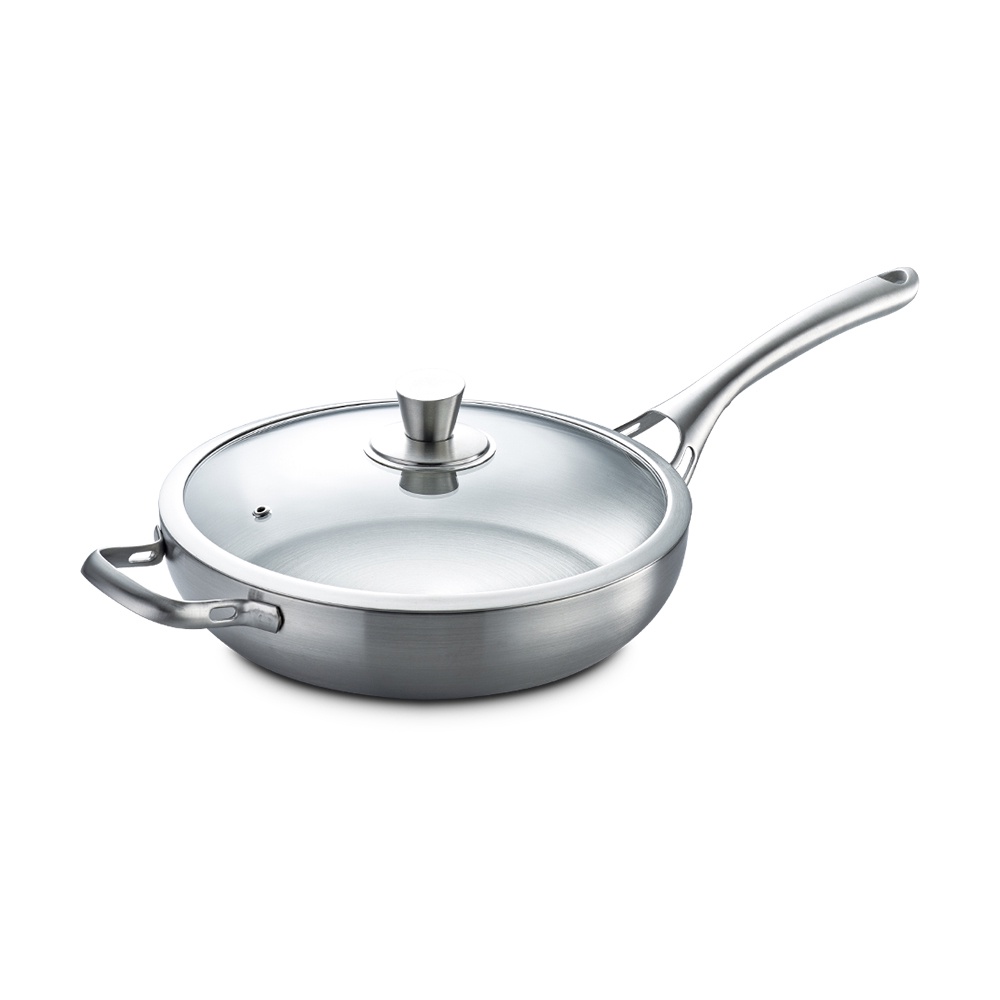 Miyaco 米雅可 典雅316不銹鋼七層複合金平底鍋IH 28cm單把 附蓋-Leidea樂德兒