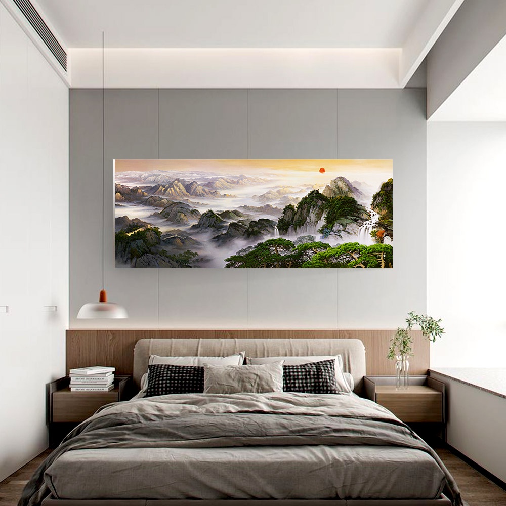 【御畫房】黃山雲海 國家一級畫師手繪油畫60×120cm(VF-33), , large