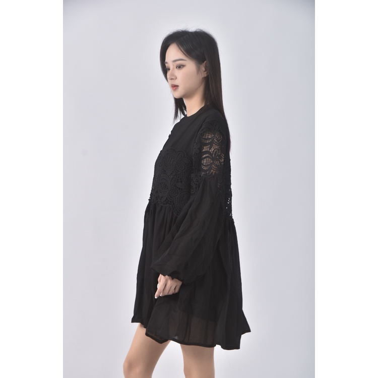 (S) sgree girl質感拼接黑色洋裝二手衣, , large