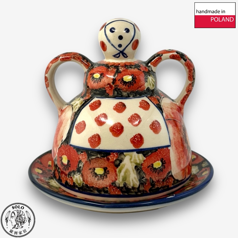 【SOLO歐洲家居】波蘭製 Cerraf 波蘭陶 14cm 起司娃娃 奶油盅/點心盤 赤霞花語系列, , large