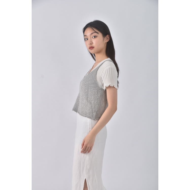 (S) yifan韓牌質感無袖灰色上衣二手衣, , large