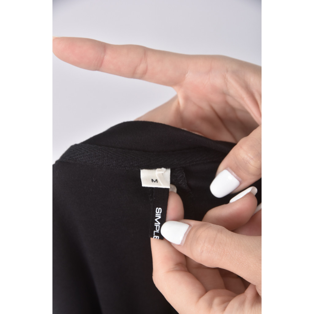 (M) simple black質感棉質圓領露背黑色洋裝二手衣, , large