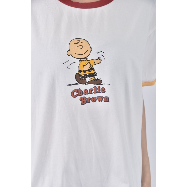 (F) peanuts棉質純棉白色短袖上衣二手衣, , large