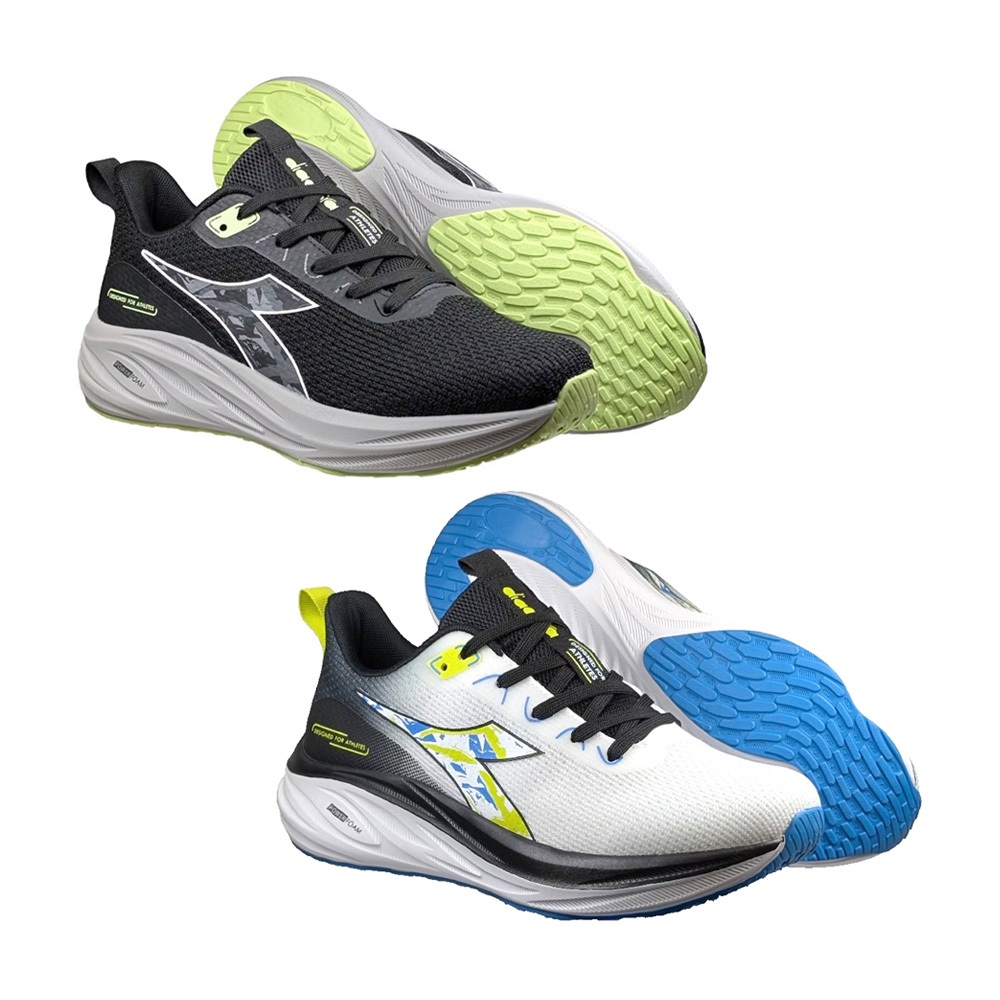 DIADORA迪亞多那 專業避震慢跑鞋 男運動鞋 男鞋 時尚 寬楦 輕盈 透氣 厚底 吸震 回彈 止滑 穩定 黑灰 白黑, , large