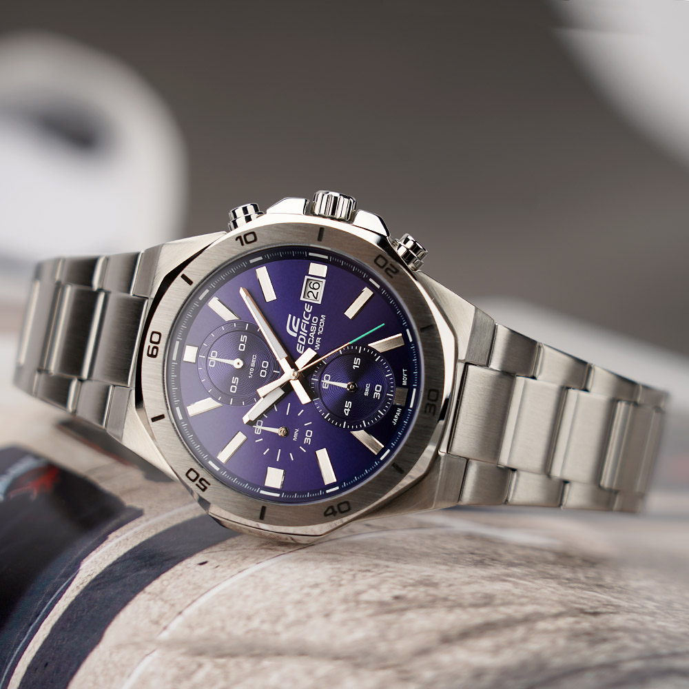 CASIO 卡西歐 EDIFICE 八角運動計時手錶 EFV-640D-2AV, , large